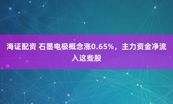 海证配资 石墨电极概念涨0.65%，主力资金净流入这些股